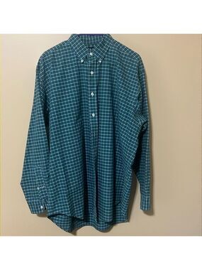 RALPH LAUREN Blake cotton button up men’s shirt. Size large. Green/blue